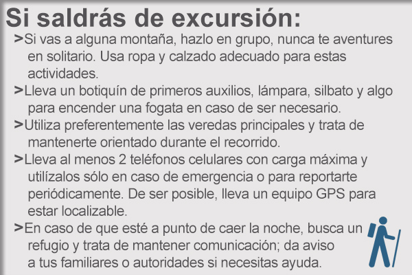 Recomendaciones al salir de excursión