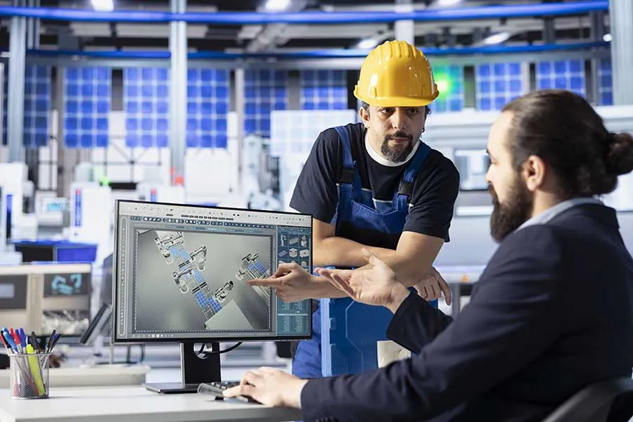 Arquitecto e ingeniero civil dialogando sobre Alianza BIM-Tec.