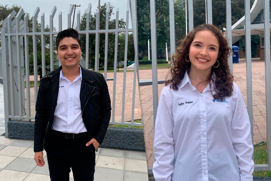 Alumnos Abraham Zavala y Paulina Weber