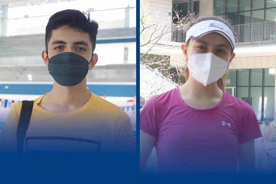 André Ulises Centeno Ruíz y Sofía Mariel Guzmán Alanís alumnos en el Wellness Center