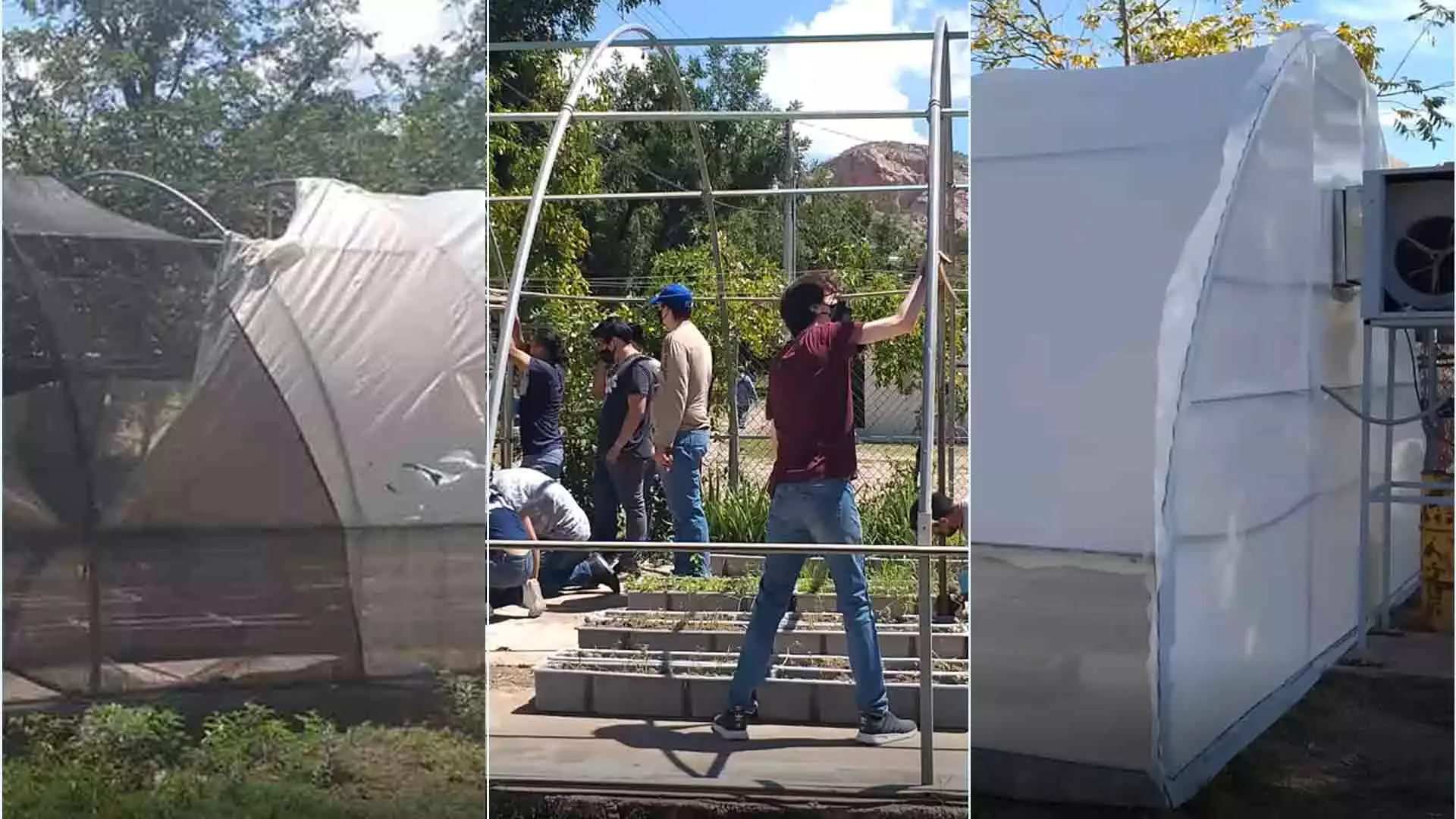 Grupo de estudiantes apoyando la renovación eléctrica del proyecto.