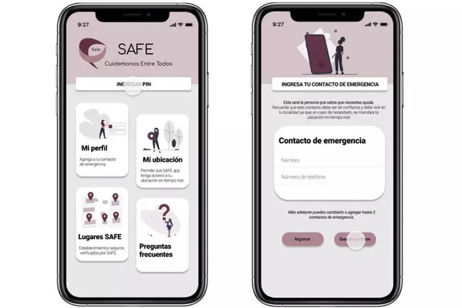 Aplicación para celular desarrollada por el equipo Safe