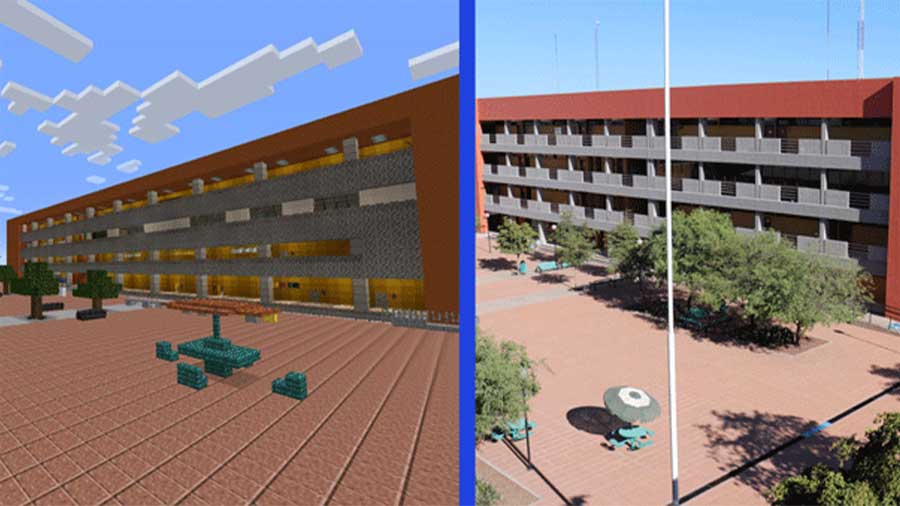 Campus Ciudad Obregón reconstruido en minecraft