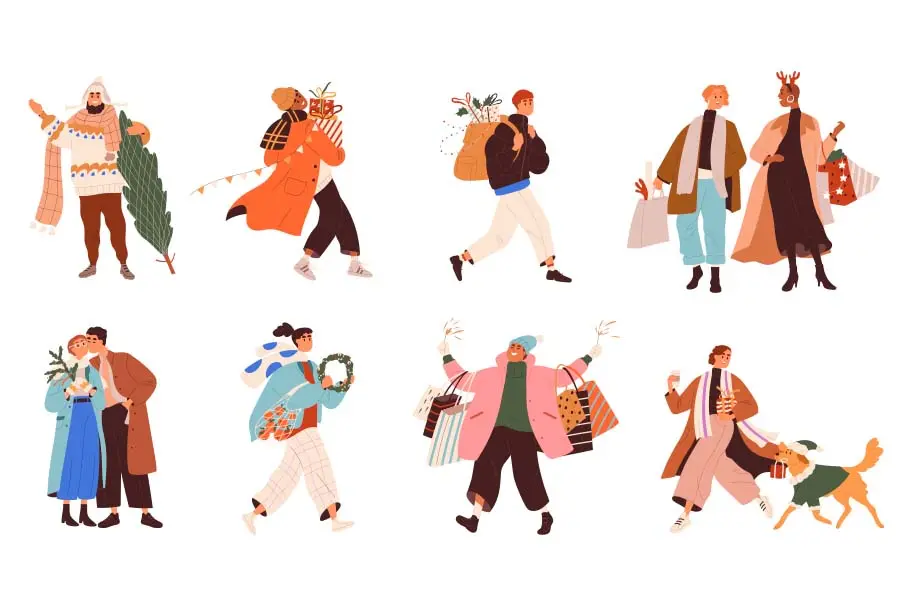 Ilustración de compras navideñas