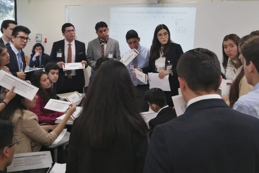 La delegación de campus Chiapas participando en el HNMUN-LA 2020