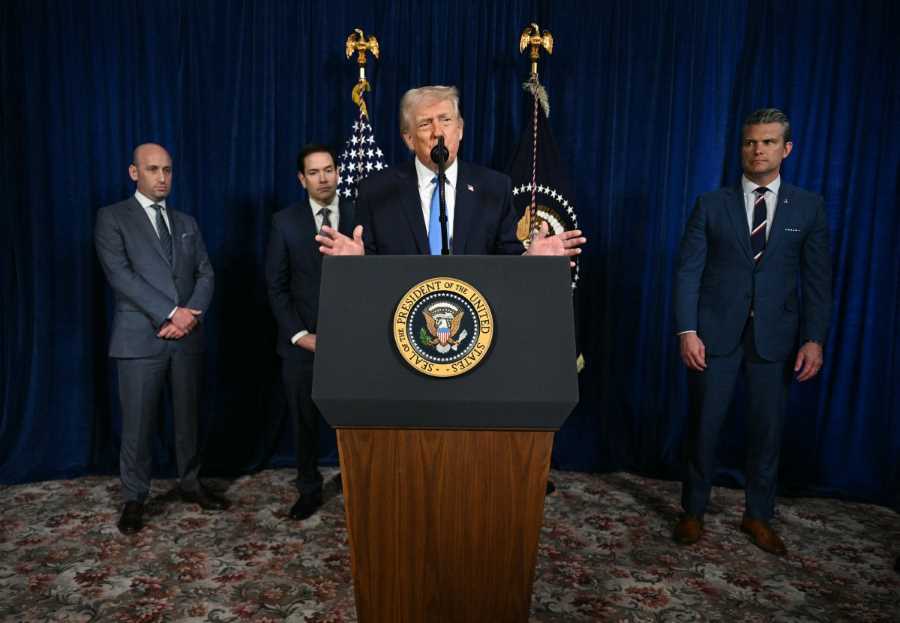 El presidente de EU, Donald Trump, en conferencia de prensa para explicar la captura de Nicolás Maduro, presidente de Venezuela, el pasado 3 de enero del 2026. Foto: AFP
