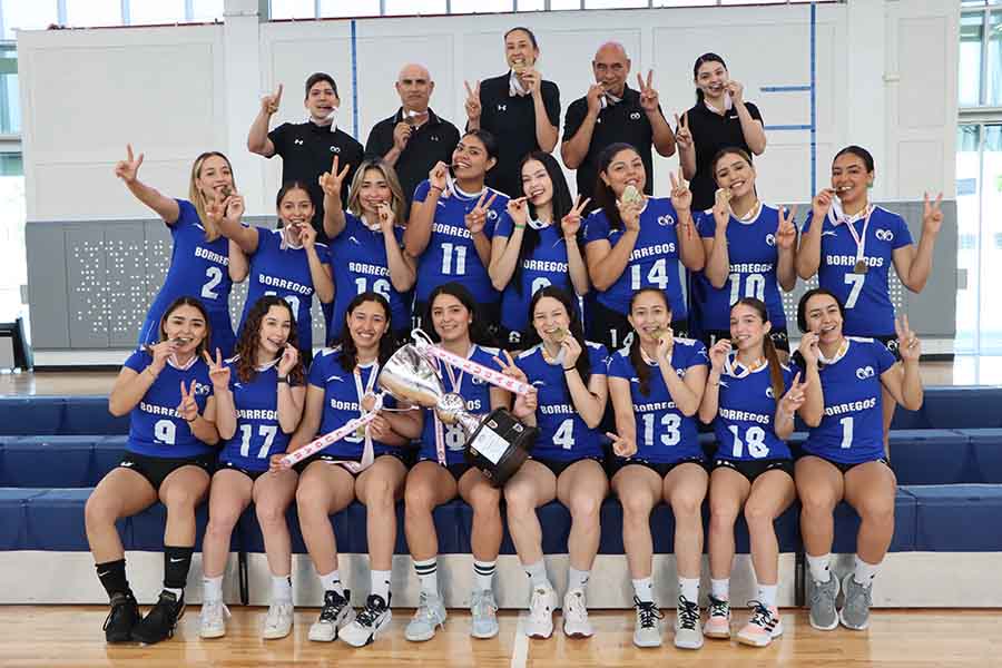 Equipo de Borregos Monterrey de voleibol femenil que ganó el Campeonato Universitario Telmex Telcel y la Universiada Nacional 2023.