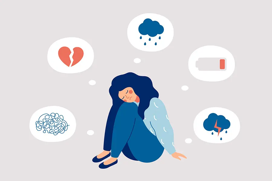 Ilustración de joven con depresión