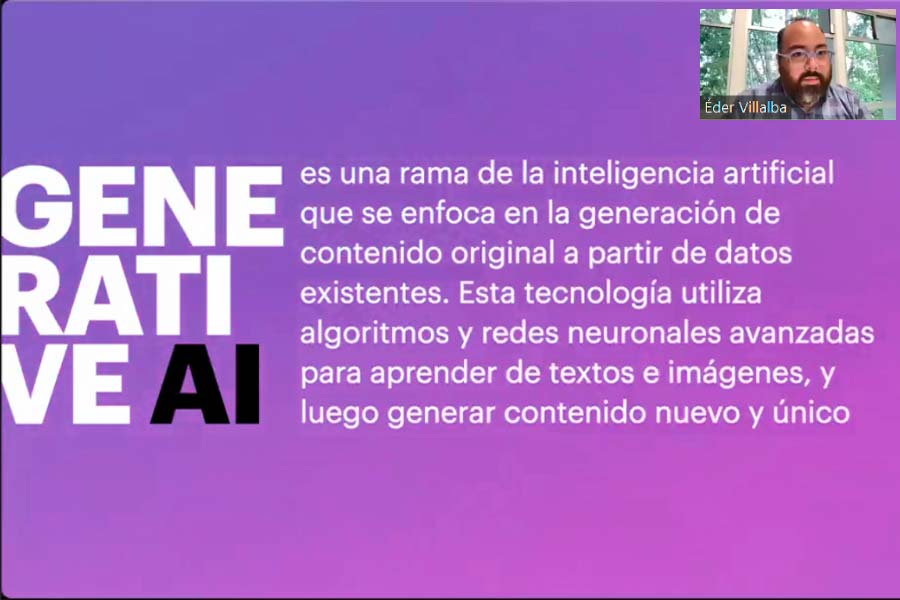 El especialista compartió aspectos de la Inteligencia Artificial generativa que podría ayudar a profesores universitarios en el aula para ofrecer un aprendizaje más personalizado.