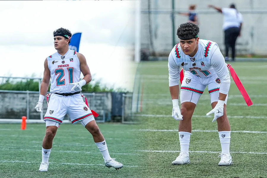 Javier Viv&iacute;an, alumno del Tec CCM, durante el Campeonato Continental de Flag Football en Panam&aacute; 2025.