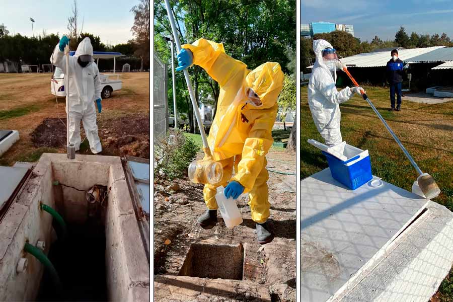 Personal de planta física de los campus se encarga de recolectar las muestras cada semana.