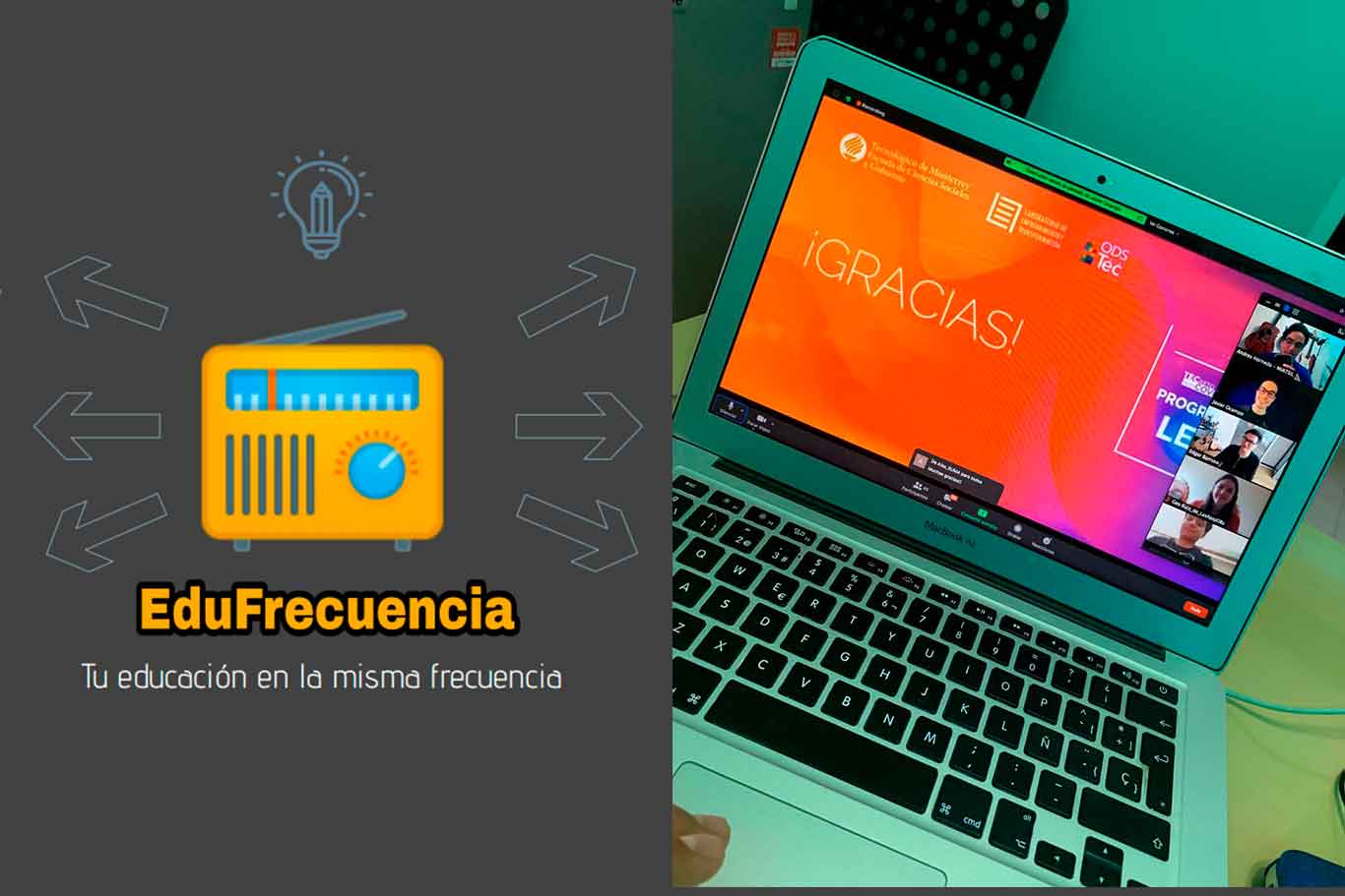 Logo del proyecto EduFrecuencia junto con el cierre del Programa de Emprendimiento