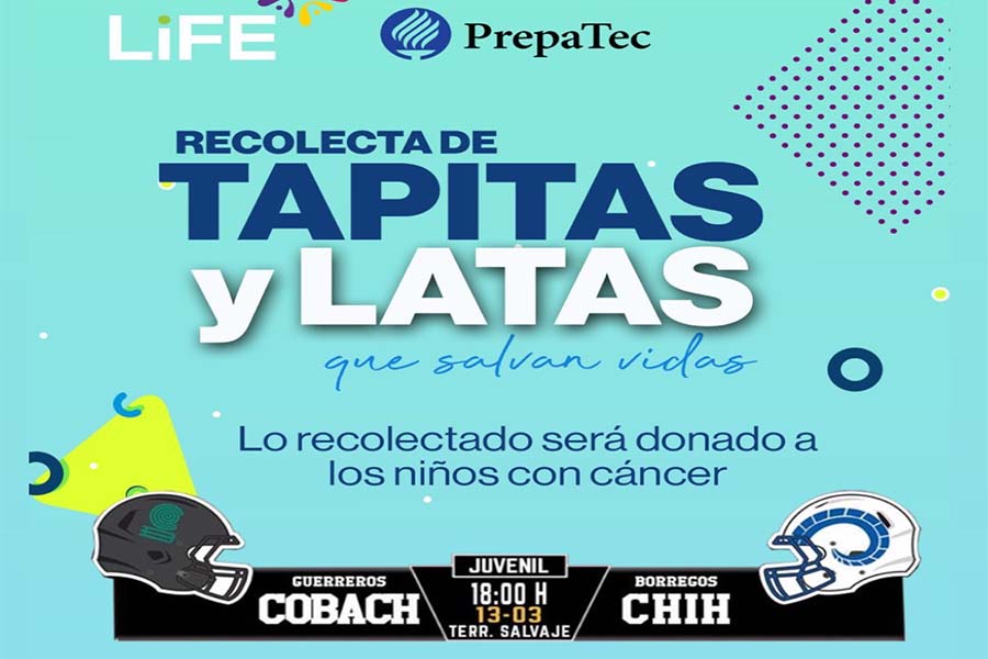 Recolección de tapas y latas durante los partidos de futbol americano de los Borregos de Chihuahua