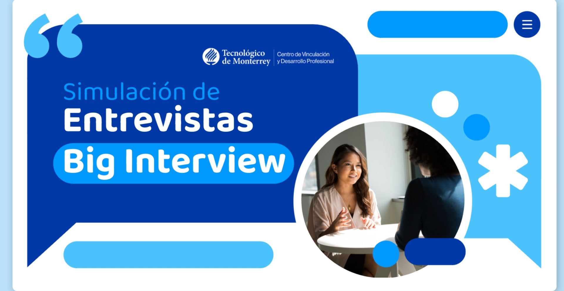 imagen de big interview, con dos mujeres simulando una entrevista de trabajo 
