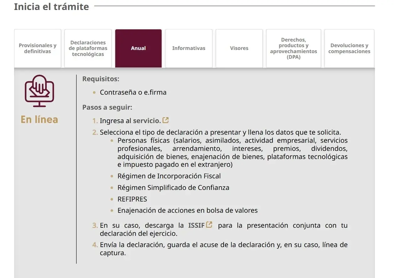 requisitos declaracion anual