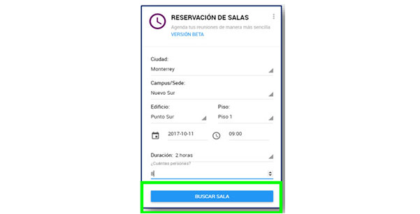 Reservación de salas de juntas en el Tecnológico de Monterrey