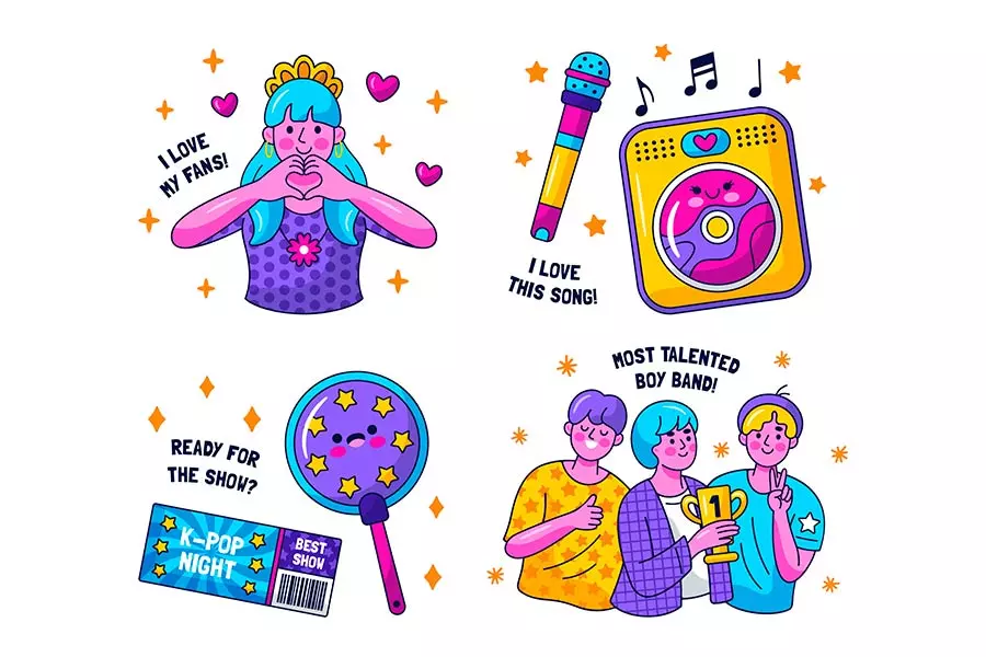 stickers de tematica de pop coreano