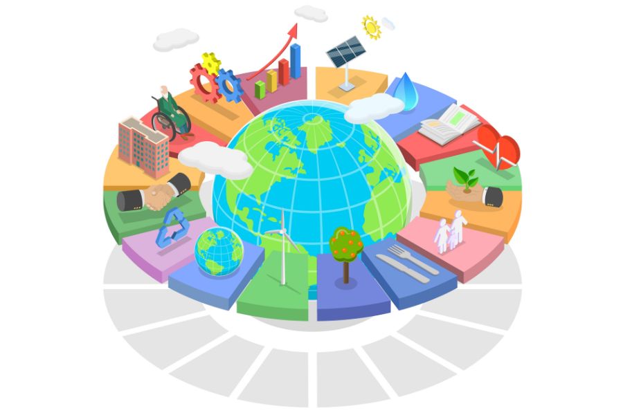 Imagen conceptual que ejemplifica los 17 objetivos de desarrollo sostenible de la ONU para 2030