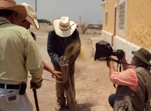 Sergio grabando la película