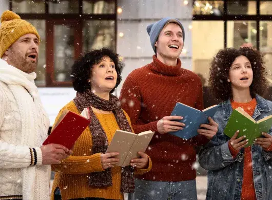 Personas cantando villancicos