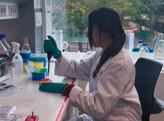 Mexican woman working on antibodies for snake venom