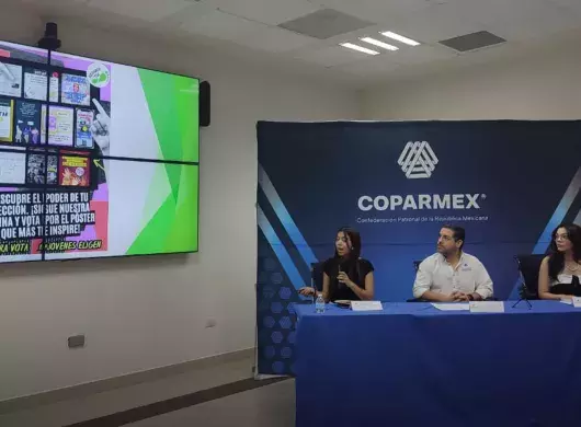 Carol Ocejo y Ximena Avilez presentan su campaña “Sonora, Vota, Los Jóvenes Elijen” con Eduardo Lemmen Mayer como representante de COPARMEX. Foto: Cortesía de Alejandra Montaño