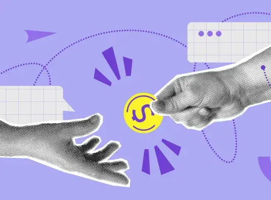 Concepto de ahorro, una mano da dinero a otra 