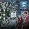 Imagen de un plano de una ciudad futurista con una imagen de estudiantes sobrepuesta.