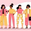 Ilustración de 4 mujeres paradas juntas.