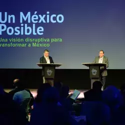 José Antonio Fernández y Salvador Alva, hablando de su libro “Un México Posible: Una visión disruptiva para transformar a México”.