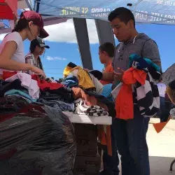 Los alumnos montaron la tienda en la comunidad La Noria 