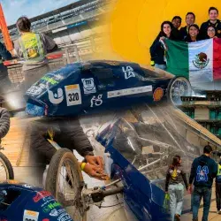 Collage de fotos de estudiantes de ingeniería del Tec de Monterrey campus Laguna en Shell Eco-marathon de Indianápolis