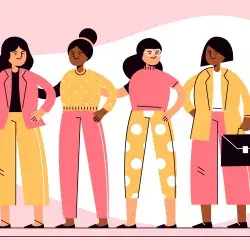 Ilustración de 4 mujeres paradas juntas.