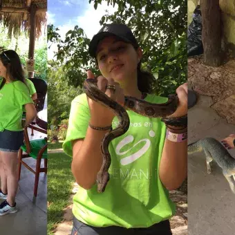 alumnos conviviendo con los animales de Aluxhes