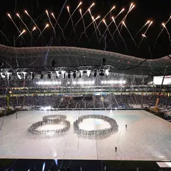 Estadio BBVA en espectáculo FESTUM, 80 aniversario del Tec de Monterrey