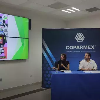 Carol Ocejo y Ximena Avilez presentan su campaña “Sonora, Vota, Los Jóvenes Elijen” con Eduardo Lemmen Mayer como representante de COPARMEX. Foto: Cortesía de Alejandra Montaño